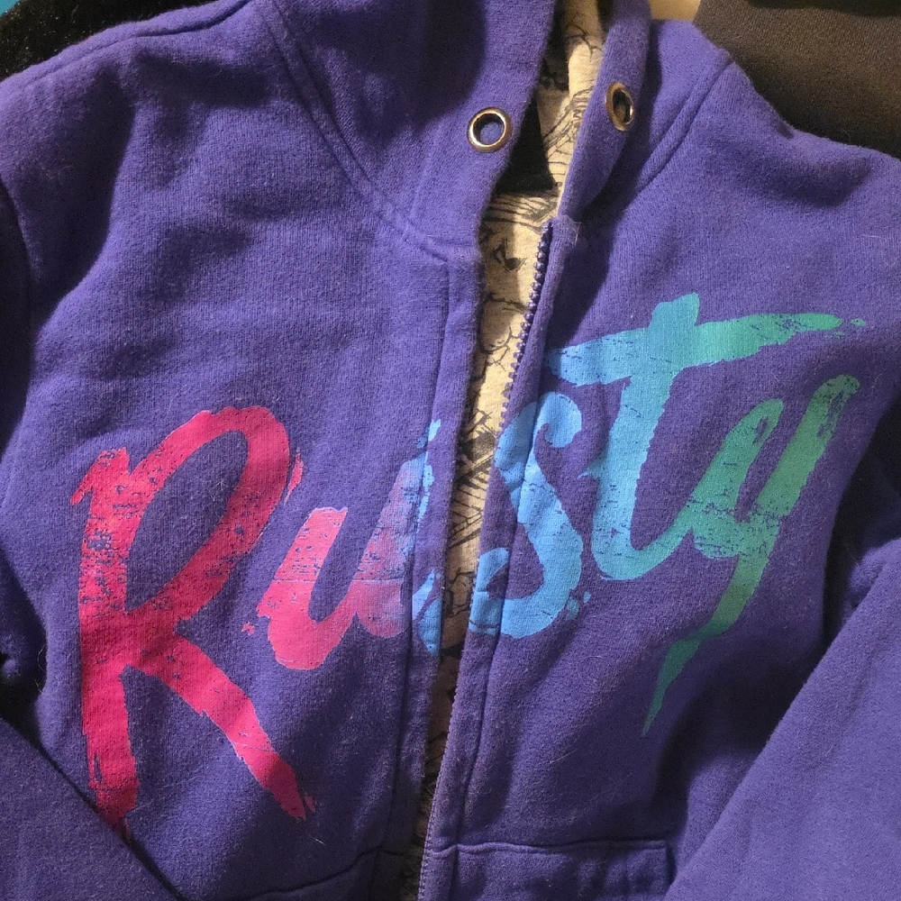 Rusty Kids Hoodie - Purple with Colorful Logo